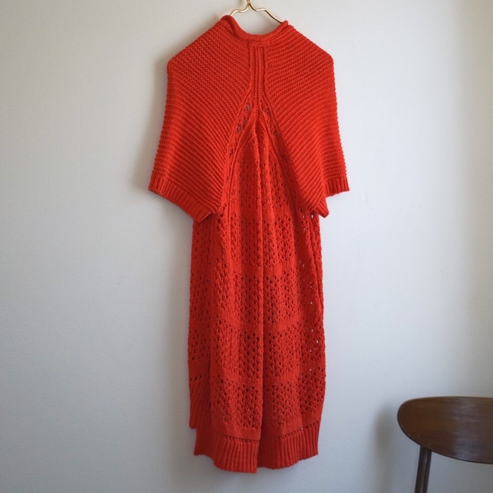 Anthro Guinevere Orange Open Knit Cardigan Summer